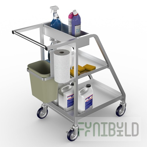 Winholt D-2032-MP 20-1/2 Inch Sanitizing Cart with 1 Top Tray Aluminum Construction