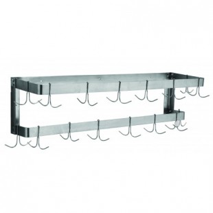 GSW USA PR-WM4 46 Inch Wall Mounted Pot Rack Double-bar Stainless Steel with 4 Hooks GSW USA PR-WM4 46 Inch Wall Mounted Pot Rack Double-bar Stainless Steel with 4 Hooks
