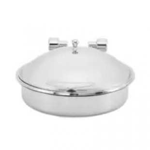Vollrath 46122 6 Quart Induction Chafer Round Hinged Cover Stainless Steel with Baffle