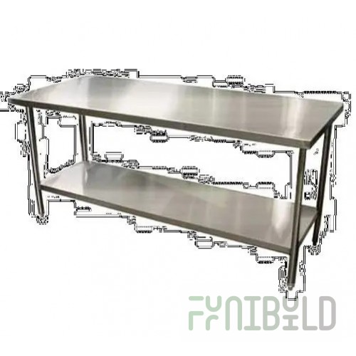 Winholt DTS-3048-14 48 Inch 14 Gauge Stainless Steel Work Table with Open Undershelf