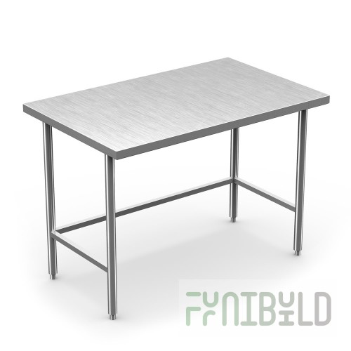 Winholt DTR-3696-14 96 Inch 14 Gauge Stainless Steel Work Table with Open Frame
