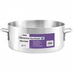 Winco AXHB-15 15 Quart Brazier Pan 14 Inch Diameter Aluminum Without Cover