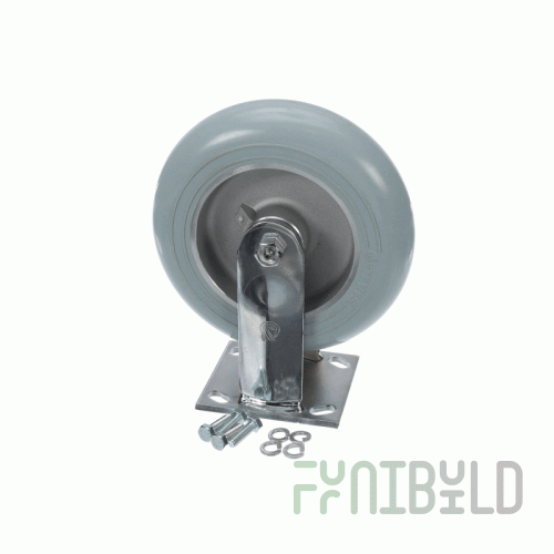 Forbes Industries 1641-R 8 Inch Cushion Grey Wheel and Rigid Caster