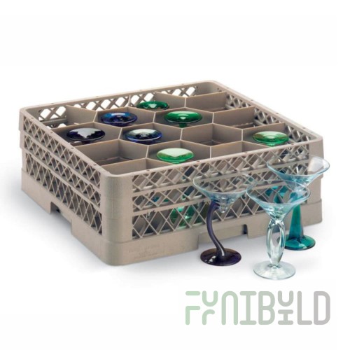 Vollrath TR18JJJJJJJ 19-3/4 Inch Full Size Dishwasher Rack Max Glass Stemware with Extenders