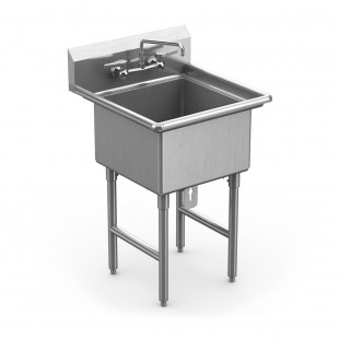Winholt WS1T1618 16 Inch Compartment Sink with 9 Inch Backsplash Stainless Steel