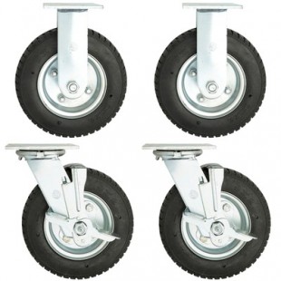 Metro MBQ-8AIR 8 Inch Semi-Pneumatic Casters Upgrade 2 Rigid and 2 Swivel With Brakes