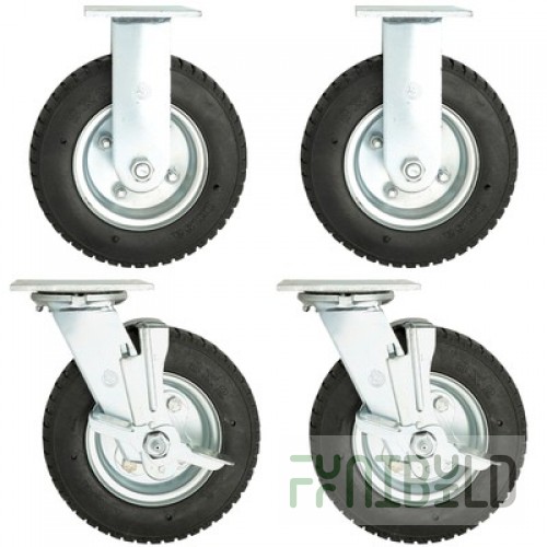 Metro MBQ-8AIR 8 Inch Semi-Pneumatic Casters Upgrade 2 Rigid and 2 Swivel With Brakes