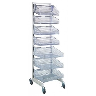 Quantum WS-SS18-3S3L 18 Inch Mobile Partition Wall Starter Unit with Baskets and Dividers
