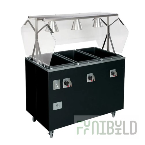 Vollrath T38731604A 60 Inch Electric Hot Food Station with 4 Wells and Guard