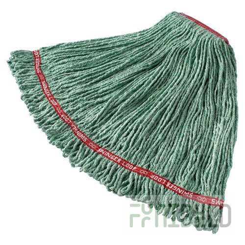 Rubbermaid FGC11306GR00 Large 1 Inch Headband Looped End Wet Mop Green Cotton/Synthetic