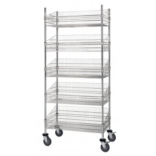 Quantum WRC74-1824-5BSKDLH 24 Inch Cart 1200 Lbs Load Capacity with 2 Shelves and 5 Baskets Quantum WRC74-1824-5BSKDLH 24 Inch Cart 1200 Lbs Load Capacity with 2 Shelves and 5 Baskets