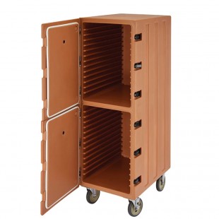 Cambro 1826DBC157 33-1/4 Inch Double Cavity Food Storage Cabinet Polyethylene Coffee Beige