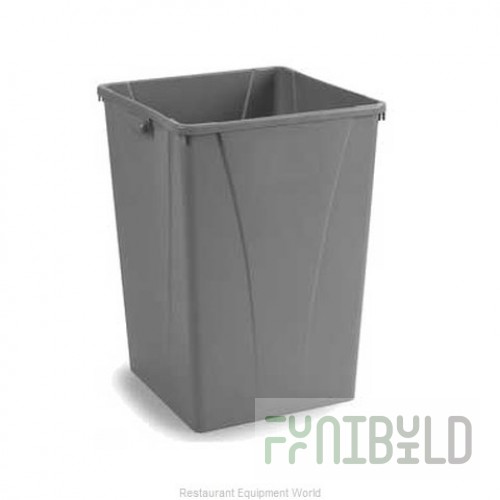 Carlisle 34393523 35 Gallon Gray Square Indoor Trash Receptacle with Liner Tabs and Handles