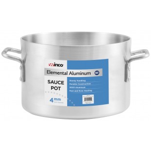Winco AXBZ-15 15 Quart Brazier Pan Aluminum Round Without Cover Reinforced Rim