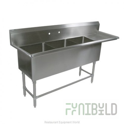 John Boos 3PB16184-1D18R 70 Inch Pro-Bowl Sink with Right Drainboard Stainless Steel