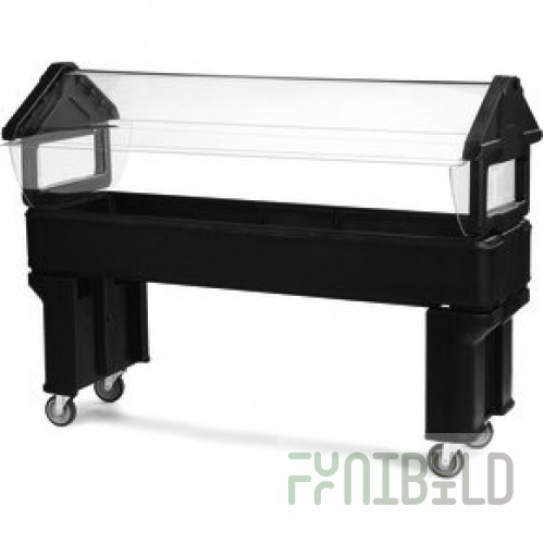 Carlisle 660605 72-1/8 Inch Portable Food Bar Ice Cooled Red Polyethylene with Casters