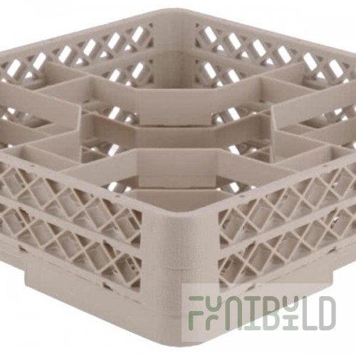 Vollrath TR13J-32 19 Inch Traex Full Size Glass Stemware Rack 12 Compartments Beige and Co-polymer Plastic with Extender