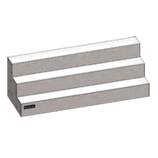 Perlick LMD3-24R-BL 24 Inch Lighted Merchandise Display Stainless Steel 3-tier with Blue LED