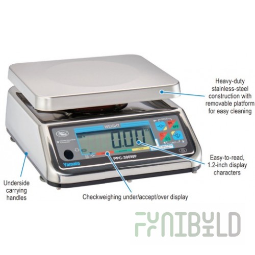 Yamato PPC-300WP-10 9 Inch Stainless Steel Accu-Weigh Washdown Scale Digital