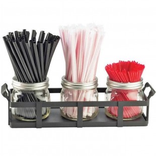 Cal Mil 3334-13 12-3/4 Inch Straw Stir-Stick Holder Black Metal with Glass Cal Mil 3334-13 12-3/4 Inch Straw Stir-Stick Holder Black Metal with Glass