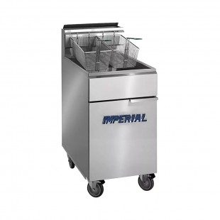 Imperial IFSSP175_LP 75 lb Deep Fryer Gas Floor Model with Built-in Filter 175000 BTU