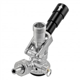 Micro Matic 7486BS Keg Coupler S System Chrome-plated Brass Body and 304 Stainless Steel Probe Black