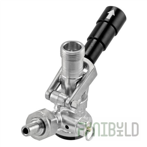 Micro Matic 7486BS Keg Coupler S System Chrome-plated Brass Body and 304 Stainless Steel Probe Black