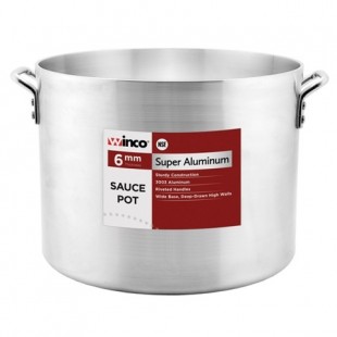 Winco AXHA-26 26 Quart Sauce Pot Round Aluminum with Riveted Handles