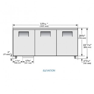 True Refrigeration TUC-72-ADA-HC~SPEC3 72 Inch 3 Section Undercounter Refrigerator True Refrigeration TUC-72-ADA-HC~SPEC3 72 Inch 3 Section Undercounter Refrigerator