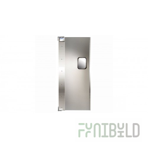 Curtron SPD-20-AL-3684 36 Inch Swinging Door with Window Tempered Aluminum Satin Anodized