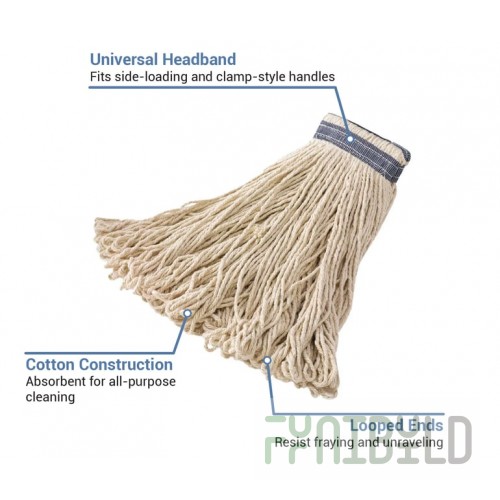 Rubbermaid Commercial Products FGE13900WH00 32 Oz Cotton Looped End Mop Head