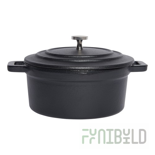 Arc Cardinal FJ510 18 Oz. Round Dutch Oven with Lid Cast Iron Black