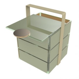 BauscherHepp RP-90-43-PE 5-7/10 Inch Bento Plate Basket Small Metal Pearl Beige