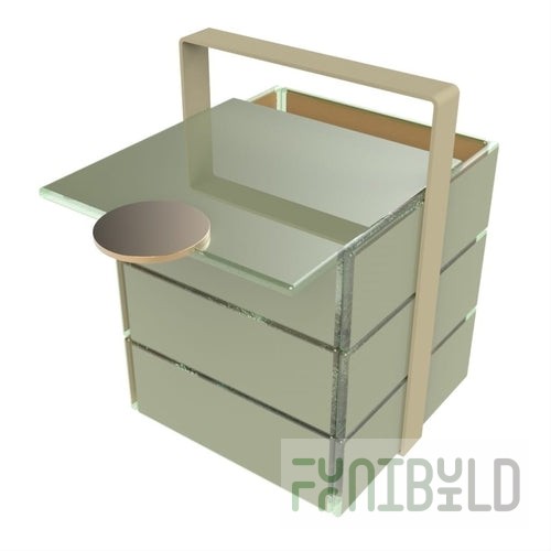 BauscherHepp RP-90-43-PE 5-7/10 Inch Bento Plate Basket Small Metal Pearl Beige