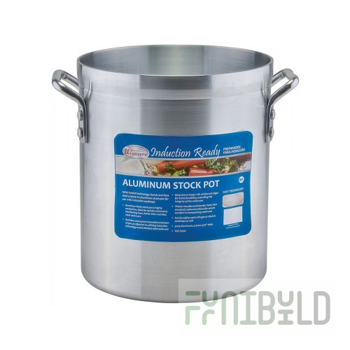 Winco AXSI-16 16 Quart Induction Stock Pot 10 Inch Diameter Reinforced Rim Aluminum