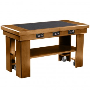 Vollrath 7552283 60 Inch Induction Table with 3 Burners Oak and Ceramic Counter Vollrath 7552283 60 Inch Induction Table with 3 Burners Oak and Ceramic Counter