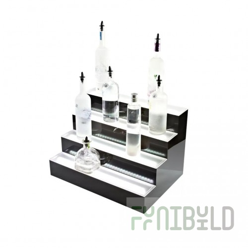 Beverage Air LBD3-24L 24 Inch Lighted Liquor Display 3 Tier Plastic Black Gloss