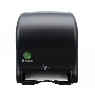 San Jamar T8400REBK 12 Inch Wall Mounted Electronic Roll Towel Dispenser Black Plastic with Touchless Operation San Jamar T8400REBK 12 Inch Wall Mounted Electronic Roll Towel Dispenser Black Plastic with Touchless Operation
