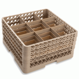 Vollrath TR10FFFA-19 19-3/4 Inch Full Size Dishwasher Rack with 9 Sections and Extenders