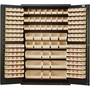 Quantum QSC-48CL 48 Inch Heavy-Duty Storage Cabinet with 192 Clear Bins Quantum QSC-48CL 48 Inch Heavy-Duty Storage Cabinet with 192 Clear Bins