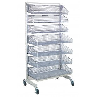 Quantum WS-SS48-7S 48 Inch Mobile Partition Wall Starter Unit with Baskets and Dividers