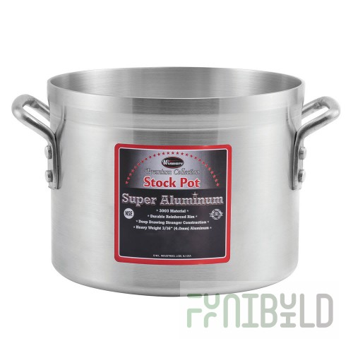 Winco AXAP-20 20 Quart Sauce Pot Round Riveted Handles Aluminum