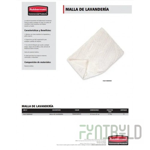 Rubbermaid Commercial Products FGU21000WH00 36 Inch Laundry Net Locking Closure Synthetic Mesh Bag