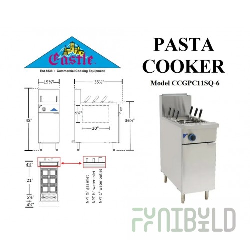 Comstock-Castle CS-PC11-6 Pasta Cooker Natural Gas 11 Gallon Capacity