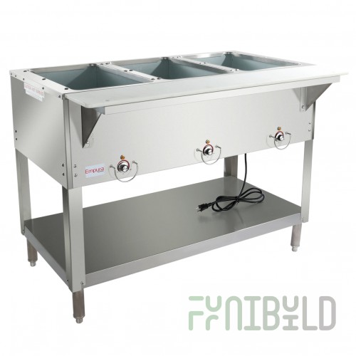 Empura Equipment E-ST-120/3 48 Inch Electric Steam Table with 3 Wells Stainless Steel
