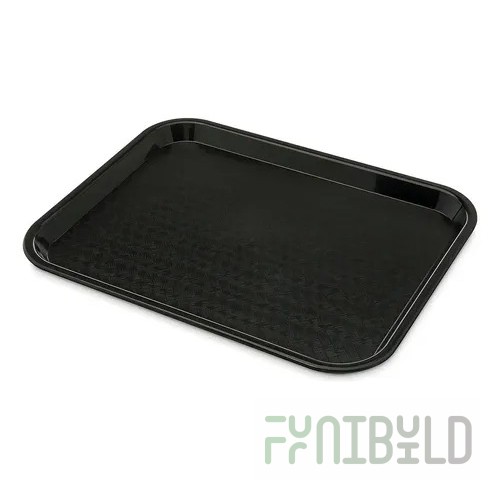 Carlisle CT1014-8103 10 Inch Black Rectangular Cafeteria Tray Polypropylene