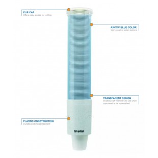 San Jamar C4180TBL 16Inch Wall Mount Cup Dispenser Pull Type Plastic Arctic Blue San Jamar C4180TBL 16Inch Wall Mount Cup Dispenser Pull Type Plastic Arctic Blue