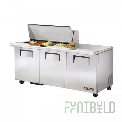 True Refrigeration TSSU-72-18M-B-HC~SPEC3 72 Inch Mega Top Sandwich Salad Unit with Lockable Doors