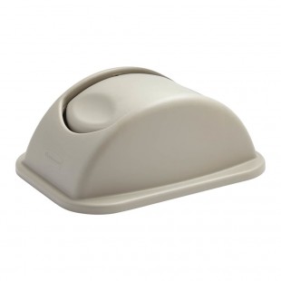 Rubbermaid FG306600BEIG 15 Inch Swing Top Waste Basket Lid Beige Plastic with Removable Domed Cover