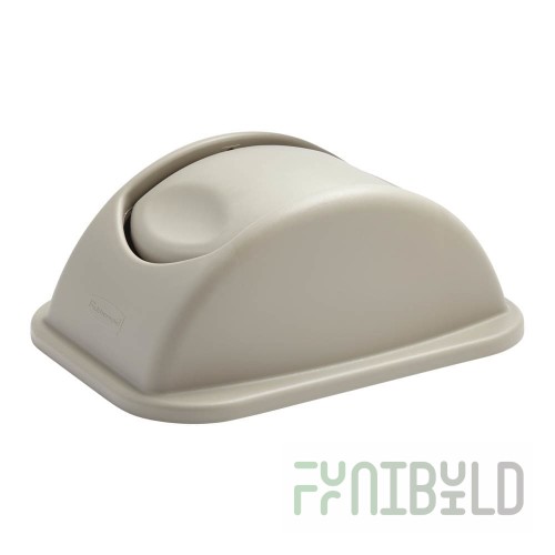 Rubbermaid FG306600BEIG 15 Inch Swing Top Waste Basket Lid Beige Plastic with Removable Domed Cover